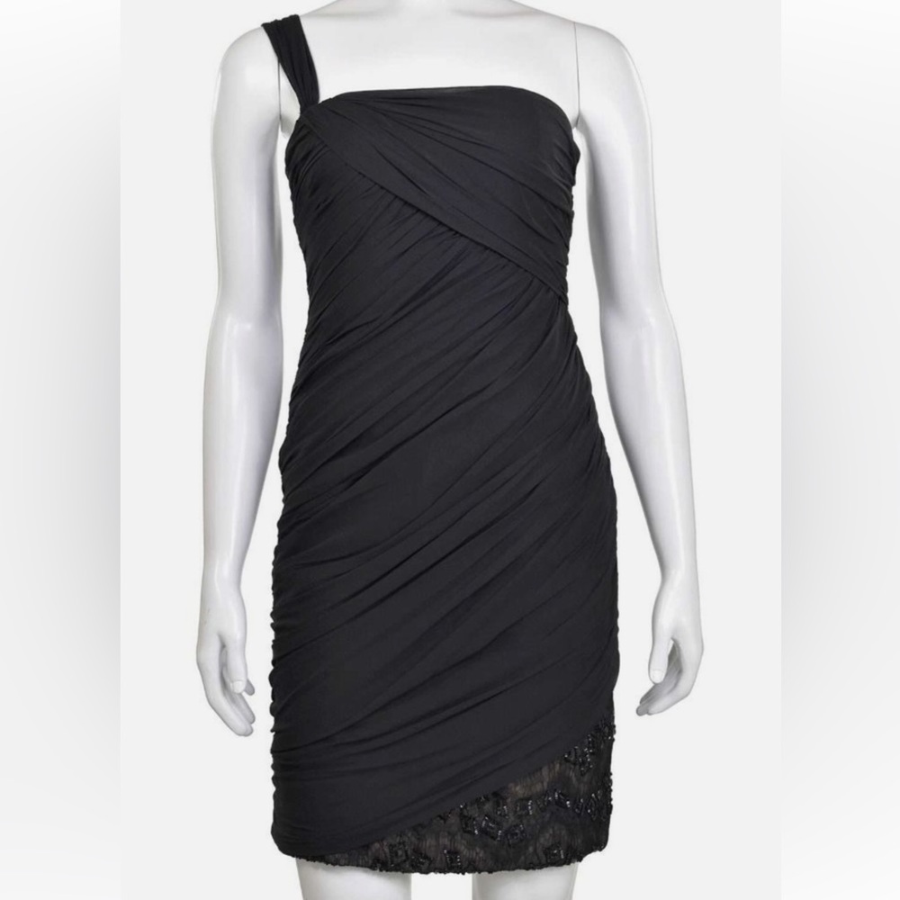 One Shoulder Corset Black Dress
